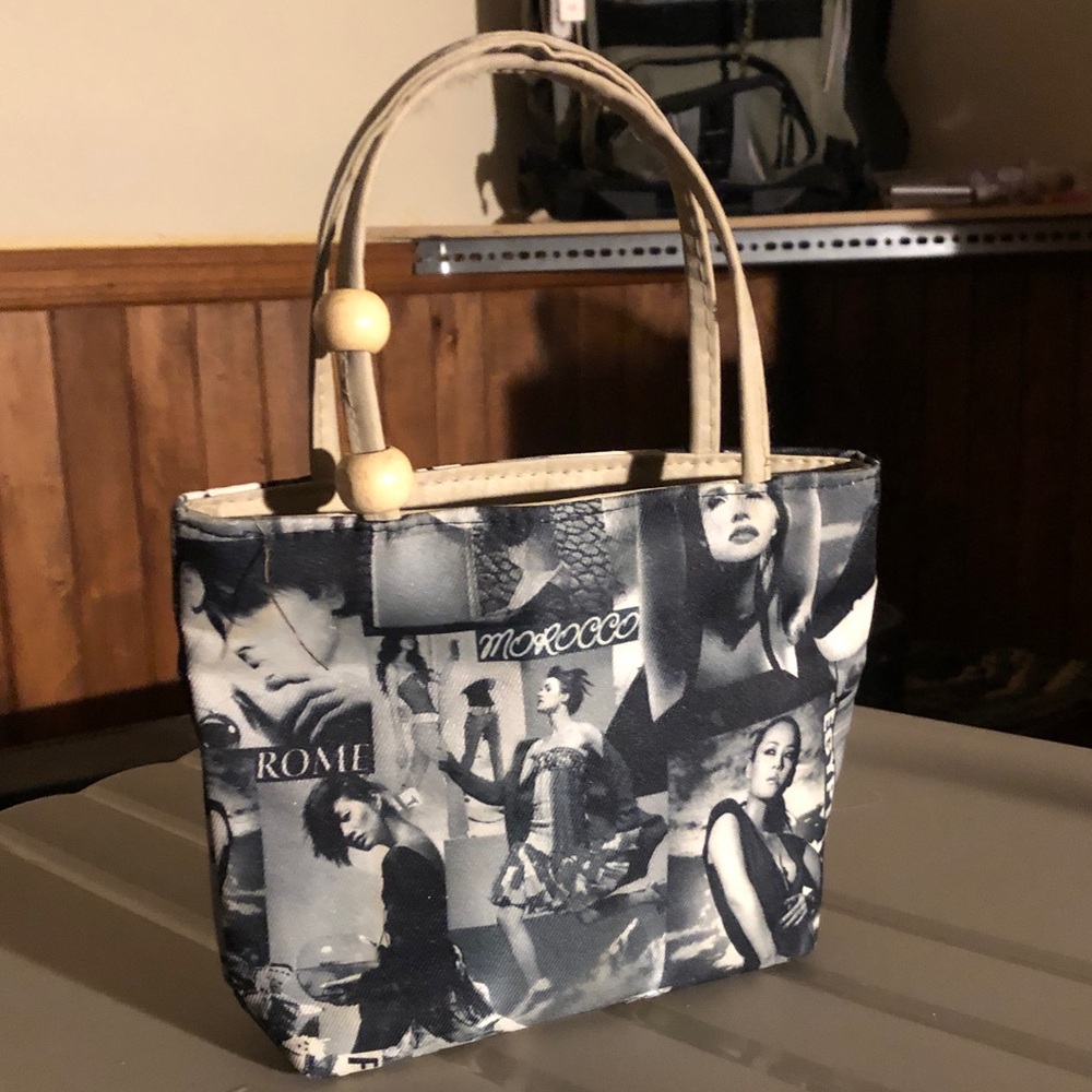 Black and white graphic handbag